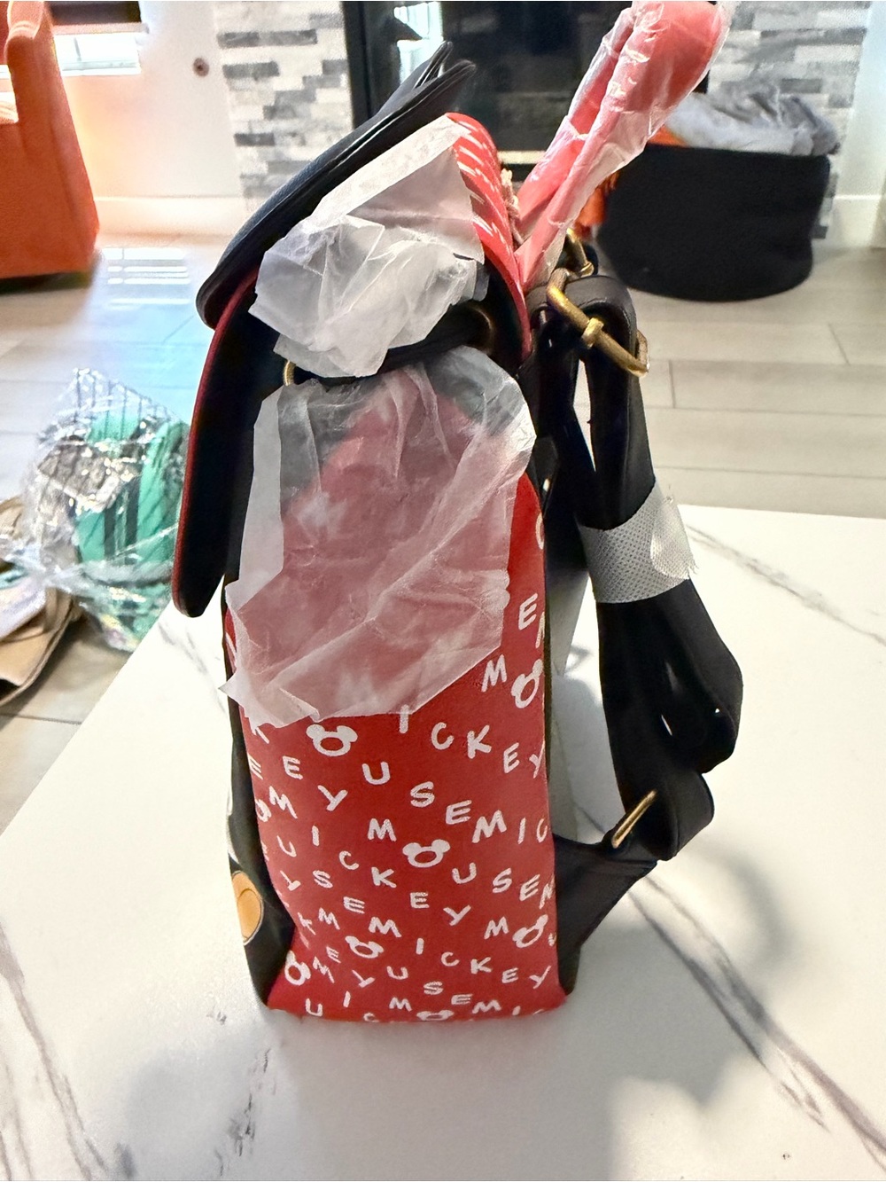 Loungefly Red & Black Mickey Mouse Mini Backpack with Ears Accent - Picture 4 of 5